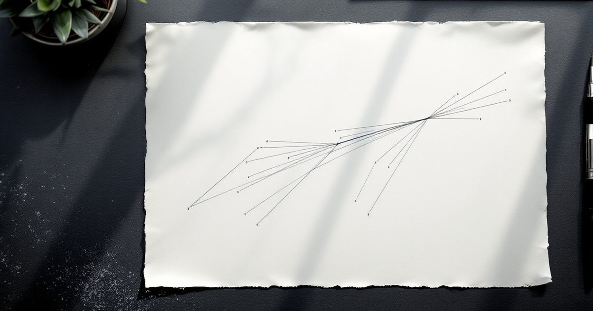 A single printed line branching into many faint query lines — query fan-out